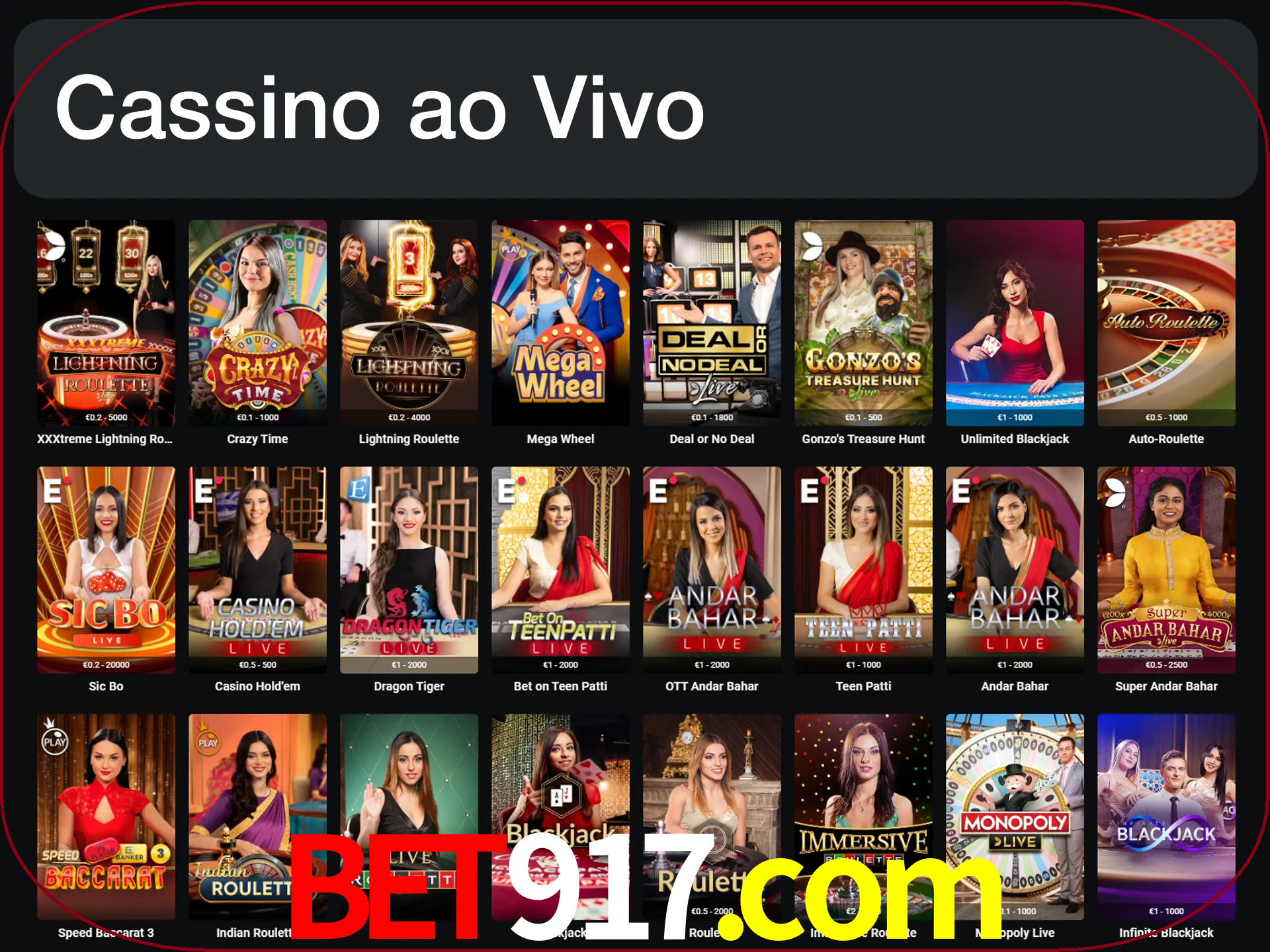 Jogue jogos de cassino com um verdadeiro dealer.