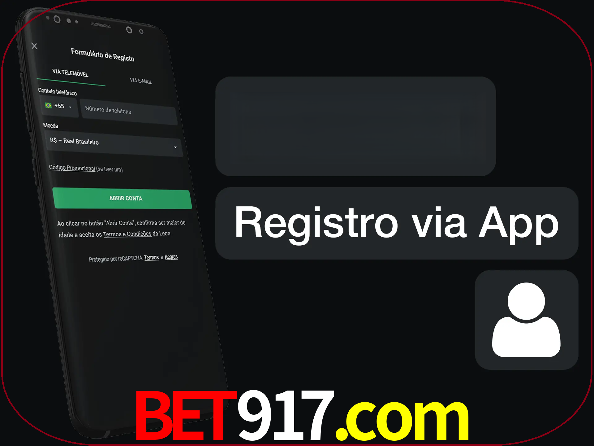 Registre-se com duas etapas usando o aplicativo.