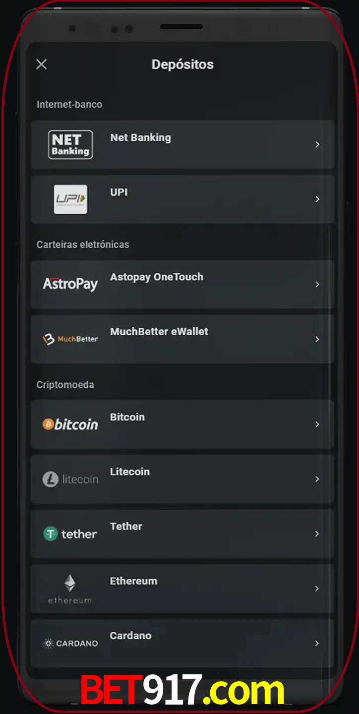 Você pode usar métodos alternativos de depósito.